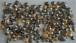 Studs, assortiment in kleur zilver, oud zilver, brons & goud